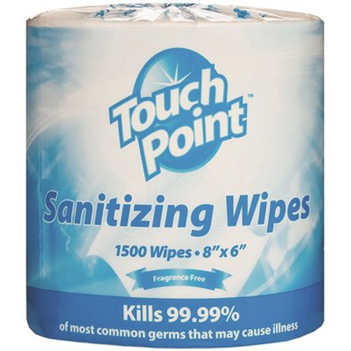 TouchPoint Premium Fragrance Free Sanitizing Wipes (1500 sheets per Pack,2-Pack)