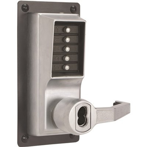 Kaba Simplex LP1000 Series Grade 1 Satin Chrome ADA Lever, SFIC Housing Less Core RH PIN Access Pushbutton Exit Trim