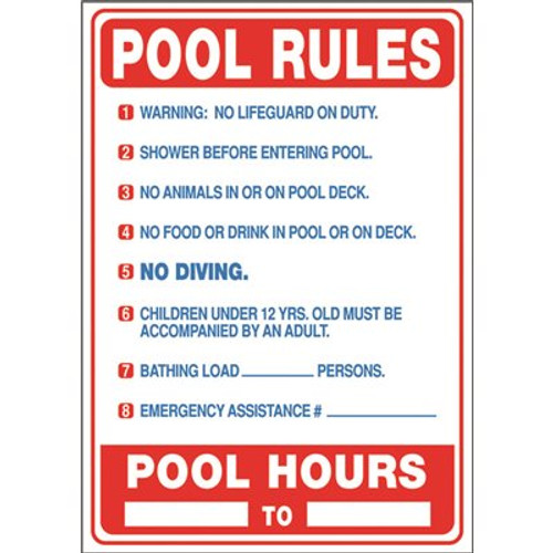 19 in. x 27 in. Pool Rules Sign (Florida)
