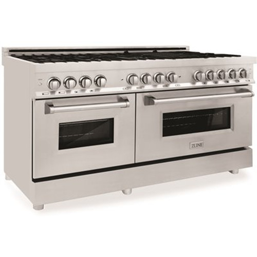 ZLINE Kitchen and Bath 60" 7.4 cu. ft. Dual Fuel Range with Gas Stove and Electric Oven in Stainless Steel