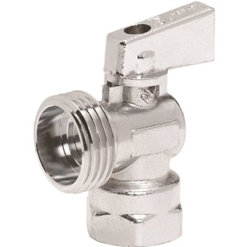 HOMEWERKS 1/2 in. FIP Inlet x 3/4 in. Male Hose Thread Outlet 1/4 in. Turn Angle Valve, Chrome