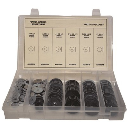 Grade 2 Zinc Plated Fender Washer Assortment (185-Pieces)