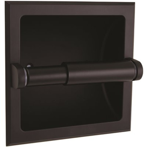 Design House Millbridge Recessed Wall Mounted Toilet Tissue Paper Holder in Matte Black