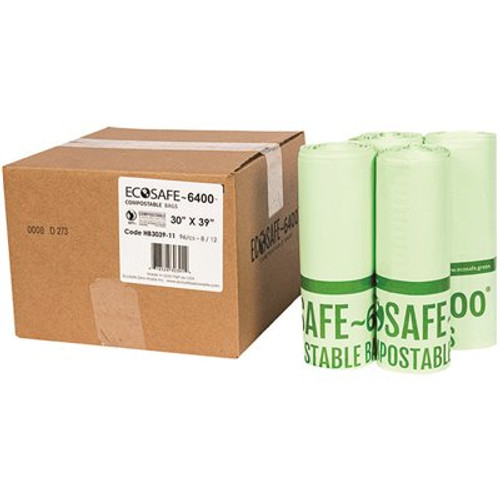 1.00 mil 30 in. x 39 in. 30 Gal. Heavy Duty Compostable Can Liners (96 per case)