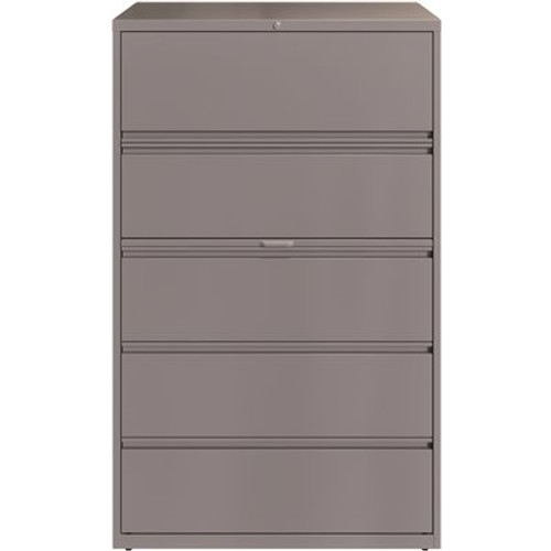 Hirsh 42 in. W Arctic Silver 5-Drawer Lateral File Cabinet with Posting Shelf and Roll-Out Binder Storage