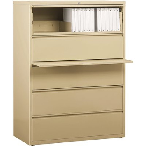 Hirsh HL8000 Putty 42 in. Wide 5-Drawer Lateral File Cabinet with Posting Shelf and Roll-Out Binder Storage Hirsh HL8000 Putty 42 in. Wide 5-Drawer Lateral File Cabinet with Posting Shelf and Roll-Out Binder Storage