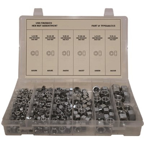 Grade 2 Finished Hex Nut (Coarse Thread) Zinc Plated Assortment (315-Pieces)