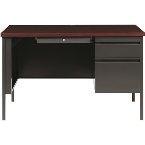 Hirsh Commercial 48 in. W x 30 in. D Rectangular Charcoal / Mahogany 3-Drawer Executive Desk