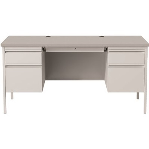Hirsh Commercial 60 in. W x 30 in. D Rectangular Shape Black/Mahogany 5-Drawer Executive Desk with Double Pedestal Light Gray Hirsh Commercial 60 in. W x 30 in. D Rectangular Shape Black/Mahogany 5-Drawer Executive Desk with Double Pedestal Light Gray