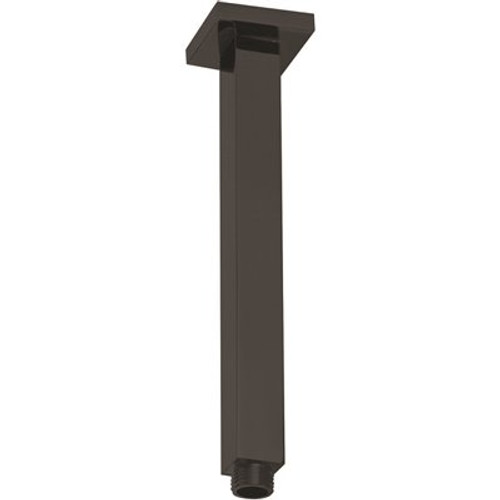 Westbrass 1/2 in. IPS x 9 in. Square Ceiling Mount Shower Arm & Flange, Matte Black