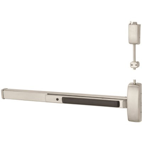 SARGENT 80 Series Fire Rated Surface Vertical Rod Exit Device, Exit Only, Less Bottom Rod, Stainless Steel, RHR