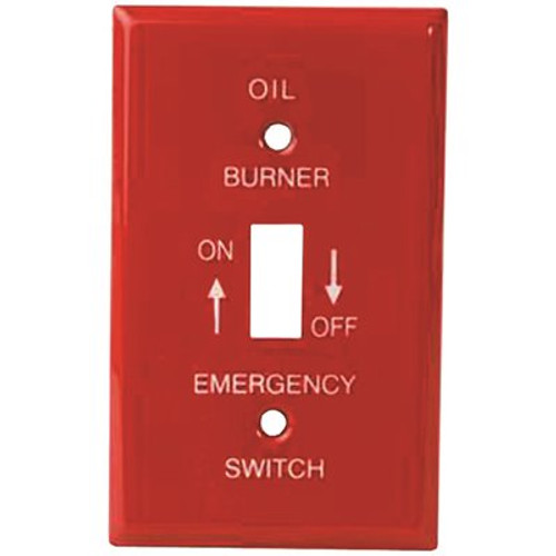 Diversitech Emergency Oil Burner Switch Wall Plate Red with White Letters