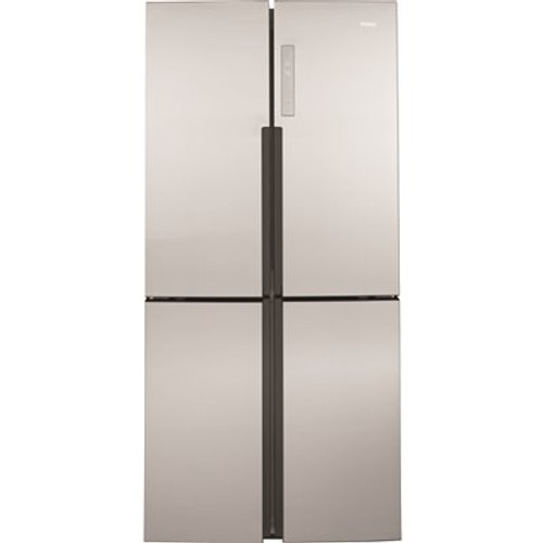 Haier 16.8 cu. ft. Quad French Door Freezer Refrigerator in Fingerprint Resistant Stainless Steel