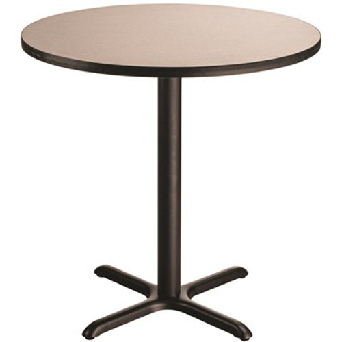 National Public Seating 36 in. Round CT Series Gray MDF Laminate Top and Metal X-Base, Composite Wood Cafe Table (Seats 4)
