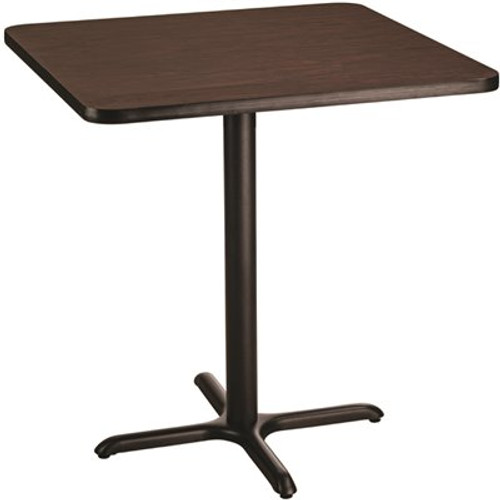 36 in. Square CT Series Mahogany MDF Laminate Top and Metal X-Base, Composite Wood Cafe Table (Seats 4)