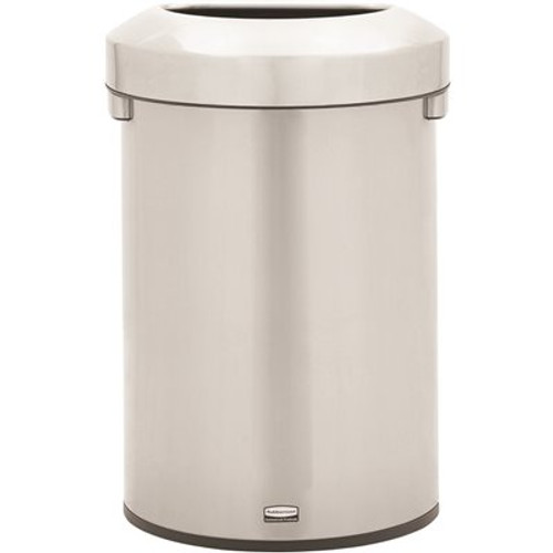 Rubbermaid Commercial Products Refine 16 Gal. Half Round Stainless Steel Trash Can
