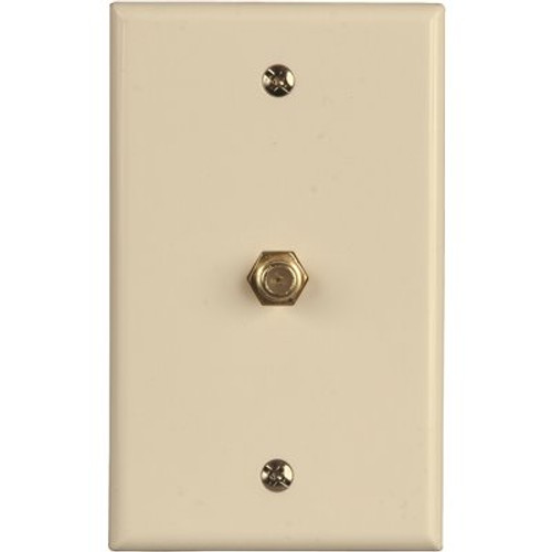 Westek Ivory 1-Gang CATV F-Type Coaxial Connector with Wall Plate, Plastic