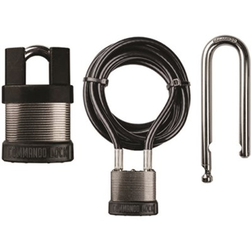 Commando Lock iChange 4-in-1 System Steel Keyed Padlock Starter Kit with 1-Lock, 2-Shackles, Guard and 8 ft. Cable