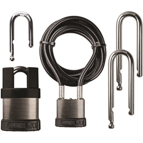 Commando Lock iChange 4-in-1 System Steel Keyed Padlock Pro Kit with 2-Locks, 4-Shackles, Guard and 8 ft. Cable