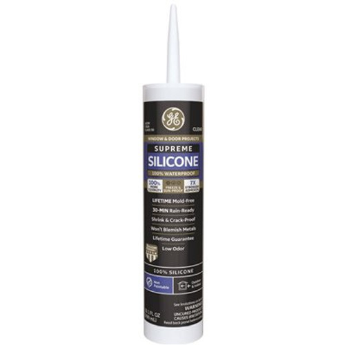 GE Paintable Supreme 9.5 oz. White Exterior Silicone Window and Door Sealant (Case of 12)