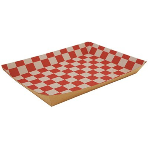 10-1/2 in. x 7-1/2 in. x 1-1/2 in. Red & White Disposable Paperboard Platters & Trays Lunch Food (250 Per Case)