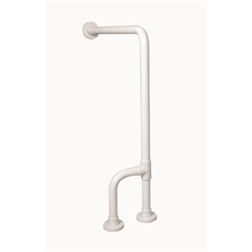 Ponte Giulio USA 30 in. x 33 in. Floor to Wall Antimicrobial Grab Bar with Reversible Outrigger in White
