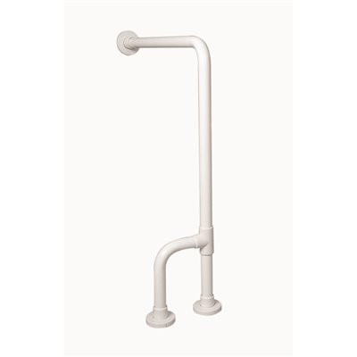 Ponte Giulio USA 30 in. x 33 in. Floor to Wall Antimicrobial Grab Bar with Reversible Outrigger in White