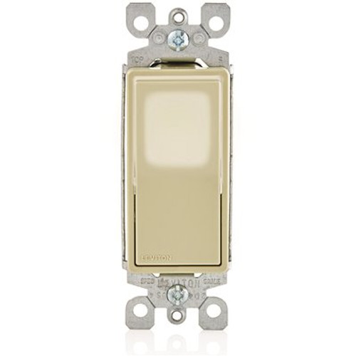 Leviton 15 Amp 120-Volt/277-Volt Decora LED Illuminated Rocker Single-Pole AC Quiet Light Switch, Ivory