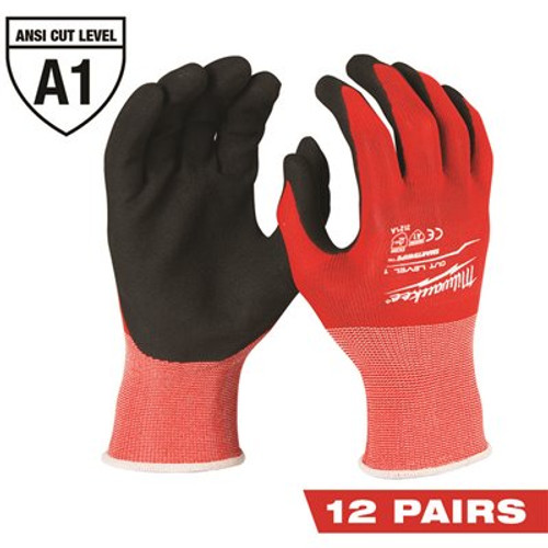 Milwaukee Large Red Nitrile Level 1 Cut Resistant Dipped Work Gloves Milwaukee Large Red Nitrile Level 1 Cut Resistant Dipped Work Gloves