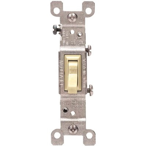 Leviton 15 Amp Single Pole Rocker Light Switch, Ivory