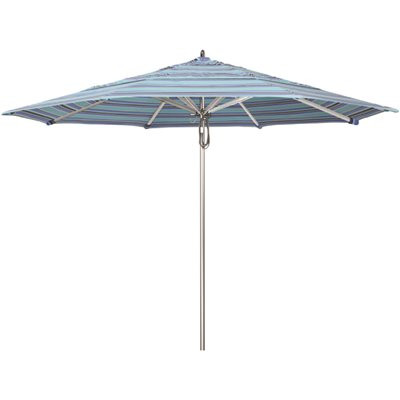California Umbrella 11 ft. Silver Aluminum Commercial Market Patio Umbrella with Pulley Lift in Dolce Oasis Sunbrella