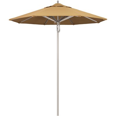 California Umbrella 7.5 ft. Silver Aluminum Commercial Market Patio Umbrella with Pulley Lift in Wheat Sunbrella