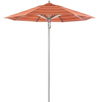 California Umbrella 7.5 ft. Silver Aluminum Commercial Market Patio Umbrella with Pulley Lift in Dolce Mango Sunbrella