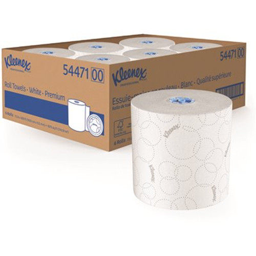 Kleenex Hardwound Paper Towels with Absorbency Pockets, for Scott Pro Dispenser (Blue Core), 500'/Roll, 6 White Rolls/Case