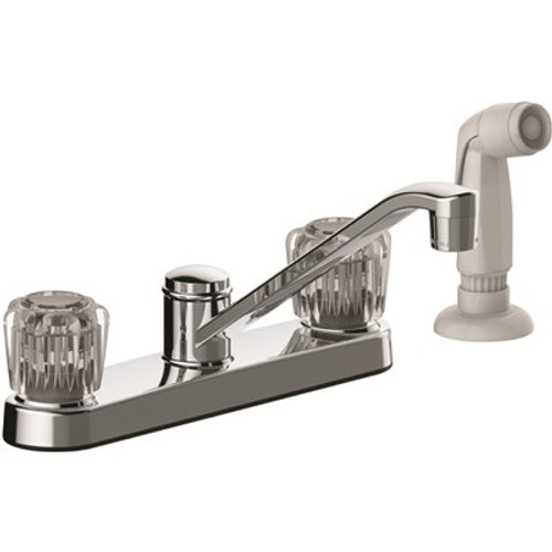 Seasons Double-Handle Standard Kitchen Faucet in Chrome with White Side Sprayer Seasons Double-Handle Standard Kitchen Faucet in Chrome with White Side Sprayer