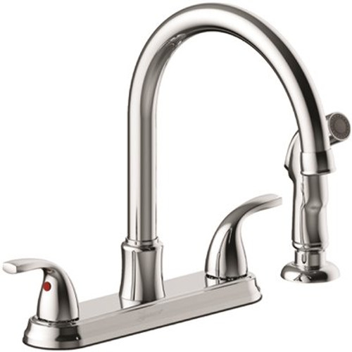 Seasons Raleigh Double-Handle Gooseneck Kitchen Faucet with Side Sprayer in Chrome