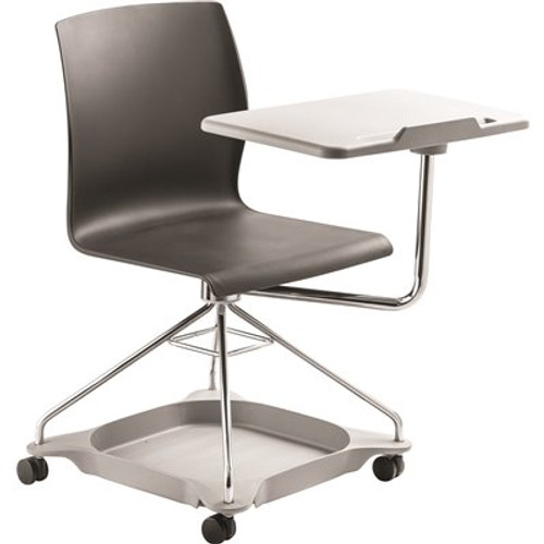 National Public Seating Chair on the Go, Black, Fiberglass-Reinforced Polypropylene Seat, Mobile Chair with Tablet Arm
