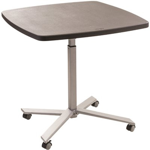 National Public Seating Cafe Time 36 in Square Adjustable-Height Table, Charcoal Slate Top and Silver Frame (Seats 4)