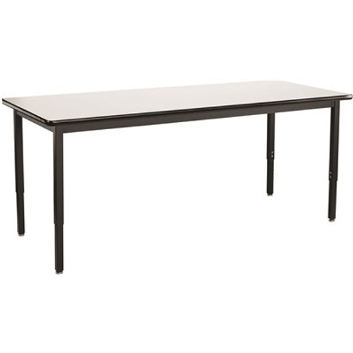 National Public Seating Heavy Duty Adjustable Height Table 30 in. x 72 in. Black Frame Whiteboard Top