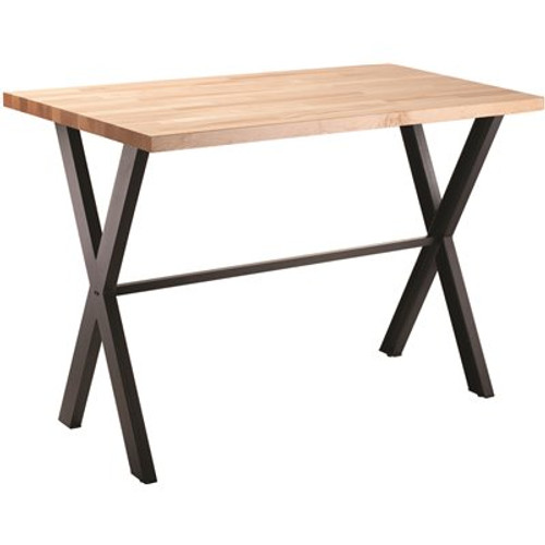 National Public Seating Collaborator Table, 30" x 72" x 42"H Butcherblock top with Metal Frame (Seats 6)