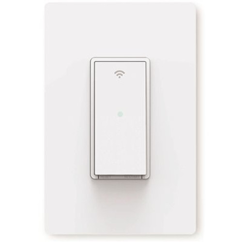 Simply Conserve Single-Pole Smart Home Push Button Rocker Light Switch with Wi-Fi, White (10-Pack)