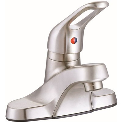 Premier Bayview 4 in. Centerset Single-Handle Bathroom Faucet with Pop-Up Assembly in Brushed Nickel