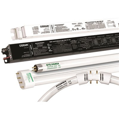 Sylvania Quicktronic High-Efficiency Fluorescent Electronic Ballast, 2 X 54 Watt T5 High Output, 347 - 480 Volt, 10 Per Case