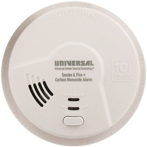 10 Year Sealed, Battery Operated, 3-In-1 Smoke, Fire And Carbon Monoxide Detector, Microprocessor Intelligence