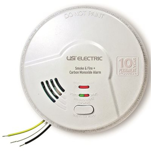 3-In-1 Smoke Fire and Carbon Monoxide Detector 10-Year Sealed Battery Backup Hardwired Microprocessor Intelligence