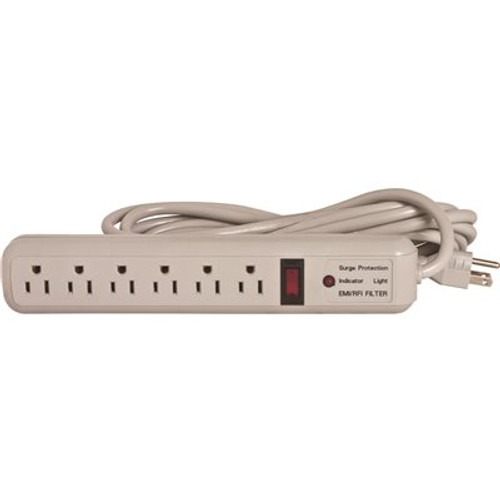 Compucessory 6-Outlet Surge Suppressor, 125-Volt AC Input and Output