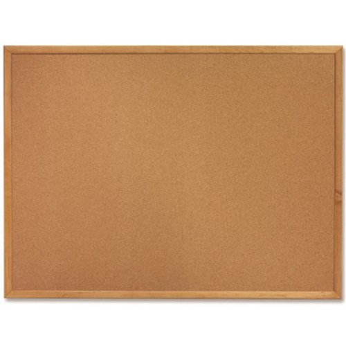 Lorell 18 in. x 24 in. Oak Wood Frame Cork Board with Warp Resistant Surface and Brown (1-Each)