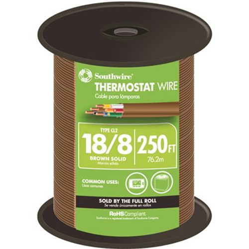 Southwire 250 ft. 18/8 Brown Solid CU CL2 Thermostat Wire