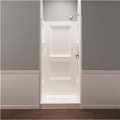 MUSTEE 36 in W x 73.25 in H Durawall Three piece Direct-to-Stud Alcove Shower Wall Surround in White