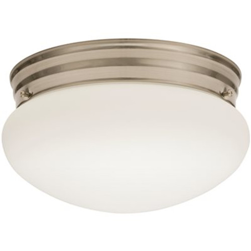 Lithonia Lighting Essentials 9 in. Polished Brushed Nickel LED Mushroom Flush Mount with Shade